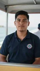 Male Water Taxi Operator Portrait Stock Photo