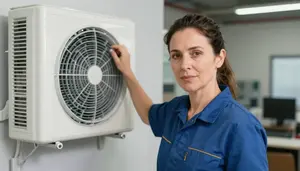 Female Air Conditioning Sheet Metal Installer Professional Stock Photo