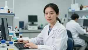 Female Clinical Biochemist Portrait Stock Photo