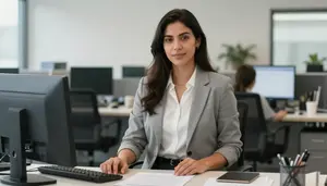 Female Cost Estimators Stock Photo