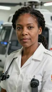 Female Emergency Medical Service Rotary Wing Pilot Portrait Stock Photo