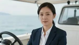 Female Fishing Boat Captain Portrait Stock Photo
