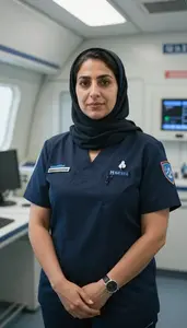 Female Flight Paramedic Professional Stock Photo
