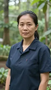 Female Forest Nursery Worker Stock Photo