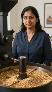 Female Grain Roaster Stock Photo