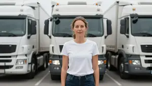 Female Heavy And Tractor Trailer Truck Drivers Portrait Stock Photo