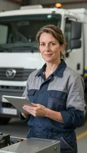 Female Heavy Vehicle And Mobile Equipment Service Technicians Portrait Stock Photo