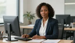 Female Mortgage Accounting Clerk Professional Stock Image