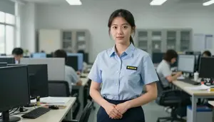Female Nuclear Station Operator Portrait Stock Photo