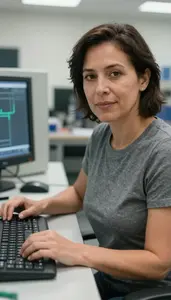 Female Programmable Logic Controller Assembler Stock Photo