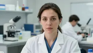 Female Quality Control Microbiologist Professional Stock Image
