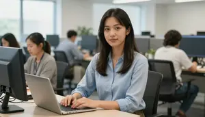 Female Research Librarian Portrait Stock Photo