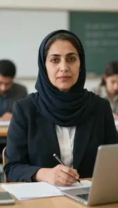 Female Secondary School Assistant Teacher Stock Photo
