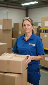Female Shipping And Receiving Material Handler Stock Photo