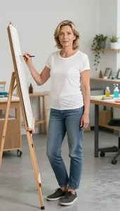Female Sign Painter Portrait Stock Photo