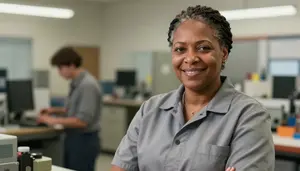 Female Tool Room Machinist Stock Photo