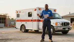 Male Ambulance Driver Presenting Proposal
