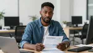 Male Credit Report Checker Professional Stock Image
