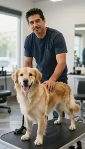Male Dog Groomer Professional Stock Image