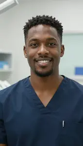 Male Expanded Functions Dental Assistant Stock Photo