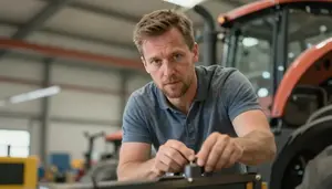Male Farm Equipment Engineer Stock Photo