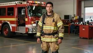 Male Fire Fighter Stock Photo