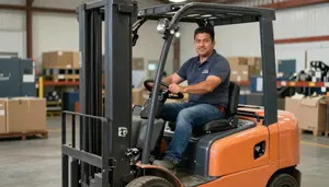 Male Forklift Driver Stock Photo