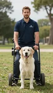 Male Guide Dog Mobility Instructor Stock Photo