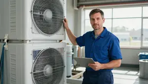 Male Heating Ventilation And Air Conditioning Hvac Mechanic Boiler Operator Portrait Stock Photo
