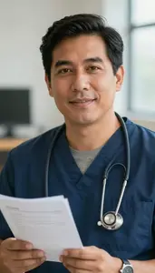 Male Medical Bill Coder Stock Photo