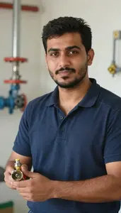 Male Pipe Fitter Helper Stock Photo