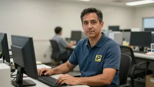 Male Postal Service Mail Processor Stock Photo