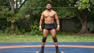 Male Professional Wrestler Portrait Stock Photo