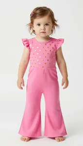 Baby Girl Superhero Hot Pink Jumpsuit With Wide Legs And A