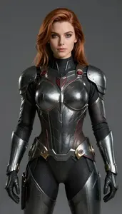 Female Superhero Blackened Steel Armor
