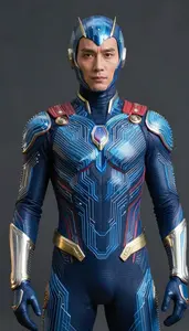 Figure In Electric Suit With Circuit Patterns