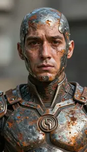 Figure In Living Metal That Weeps Rust