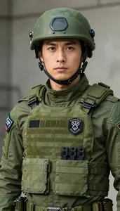 Guardian In Khaki Green Tactical Gear With Patches