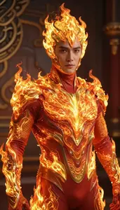 Hero In A Costume Of Living Fire Spirits
