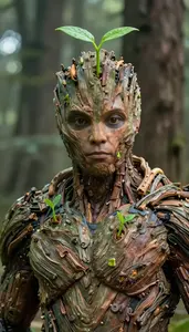 Hero In Living Bark With New Sprout Growth