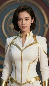 Heroine In Cream White Suit With Gold Accents