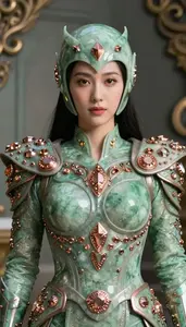 Heroine In Jade Armor With Copper Crystals
