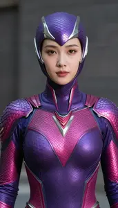 Heroine In Purple And Magenta Scaled Suit