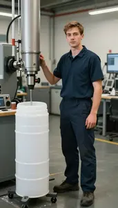 Male Bore Mill Operator For Plastic Portrait Stock Photo