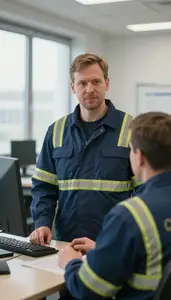Male Occupational Health And Safety Specialists And Technicians Stock Photo
