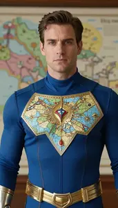 Man In Royal Bodysuit With Kingdom Map