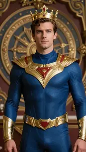 Man In Royal Bodysuit With Crown Designs