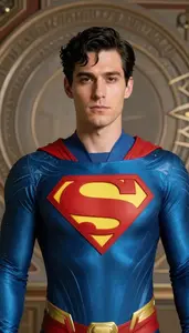 Man In Sapphire Bodysuit With Wave Lines