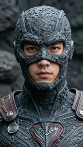 Person In A Costume Of Woven Volcanic Ash