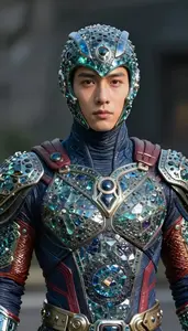 Person In A Costume Of Woven Volcanic Glass